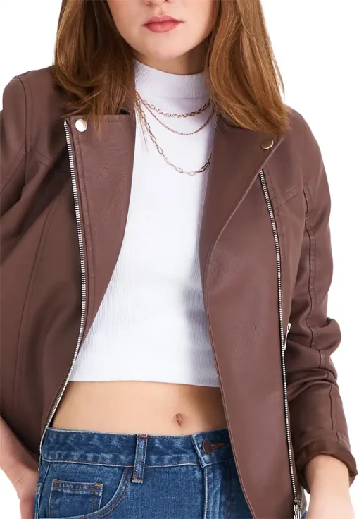 womens-casual-brown-faux-leather-biker-jacket