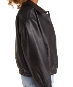womens-faux-leather-black-oversize-bomber-jacket