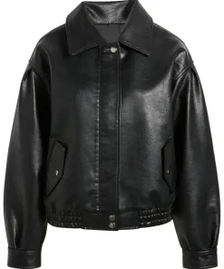 womens-faux-leather-black-oversize-bomber-jacket