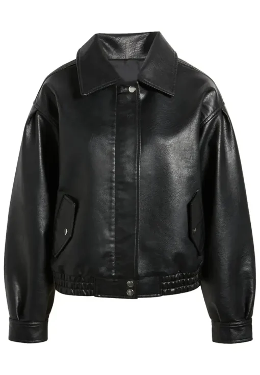 womens-faux-leather-black-oversize-bomber-jacket