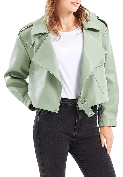 womens-green-faux-leather-biker-jacket