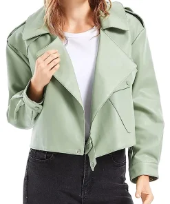 womens-green-faux-leather-biker-jacket