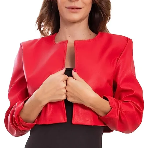 womens-open-front-red-faux-leather-cropped-jacket