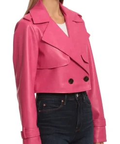 womens-pink-faux-leather-cropped-trench-jacket