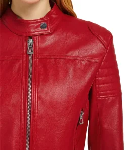 womens-red-faux-leather-biker-racing-jacket