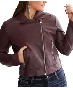 womens-spread-collar-burgundy-faux-leather-jacket