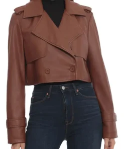 womens-walnut-faux-leather-cropped-trench-jacket