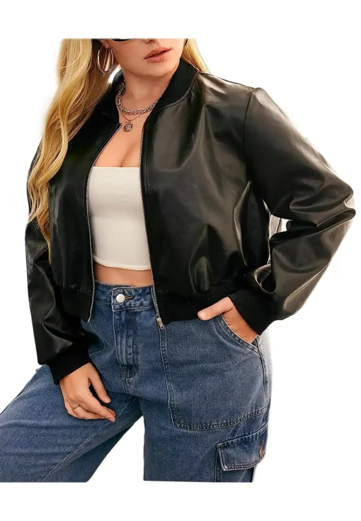 womens-zip-front-black-faux-leather-bomber-jacket