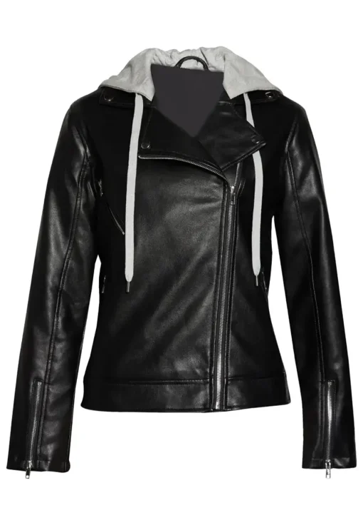 womens-zip-up-black-faux-leather-hooded-jacket
