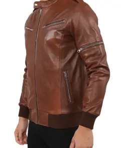 mens-band-collar-brown-bomber-faux-leather-jacket
