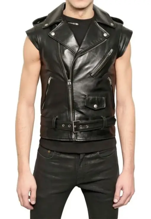 mens-basic-black-faux-leather-biker-vest