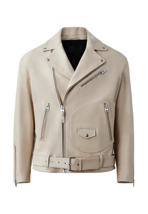 mens-beige-faux-leather-biker-jacket