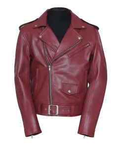 mens-belted-biker-maroon-faux-leather-jacket