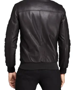 mens-biker-black-faux-leather-bomber-jacket