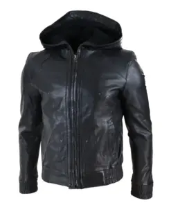 mens-black-faux-leather-bomber-jacket-with-hood