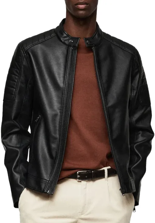 mens-black-faux-leather-classic-biker-jacket