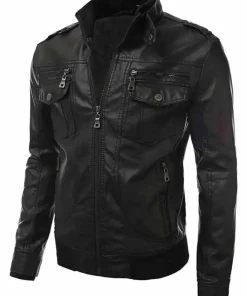 mens-black-faux-leather-slim-fit-jacket-with-hoodie