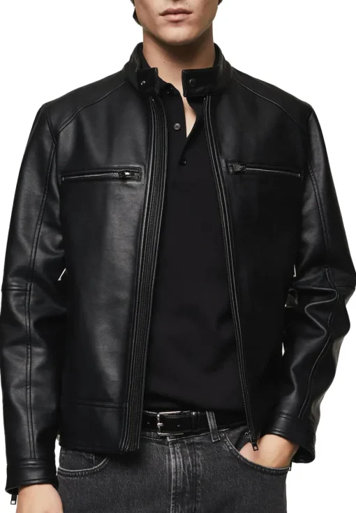 mens-black-faux-leather-sport-biker-jacket