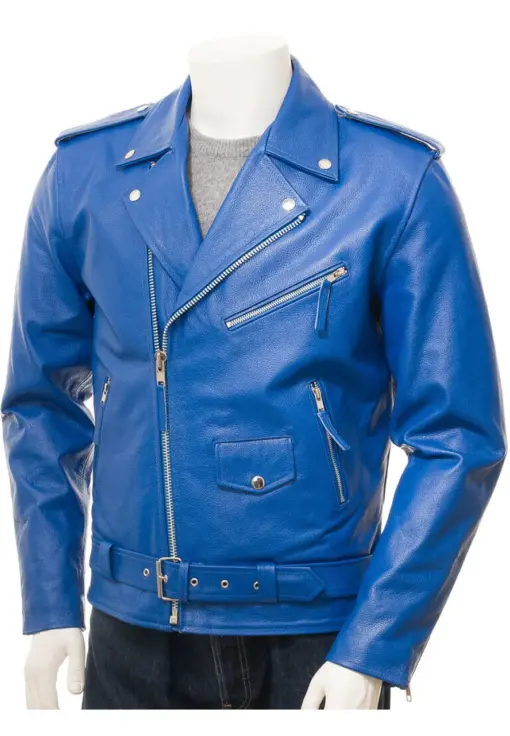 mens-blue-faux-leather-biker-jacket