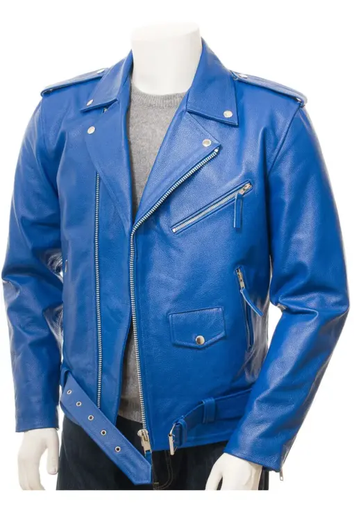 mens-blue-faux-leather-biker-jacket
