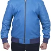 mens-blue-faux-leather-bomber-jacket