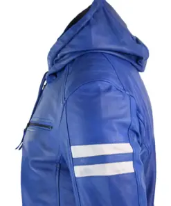 mens-blue-hooded-faux-leather-bomber-jacket