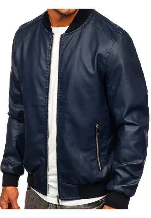 mens-bomber-navy-blue-faux-leather-jacket