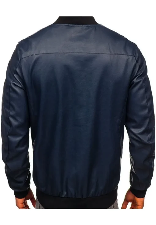 mens-bomber-navy-blue-faux-leather-jacket