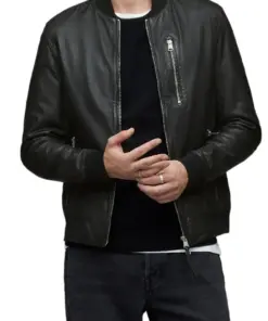 mens-boyton-black-faux-leather-bomber-jacket