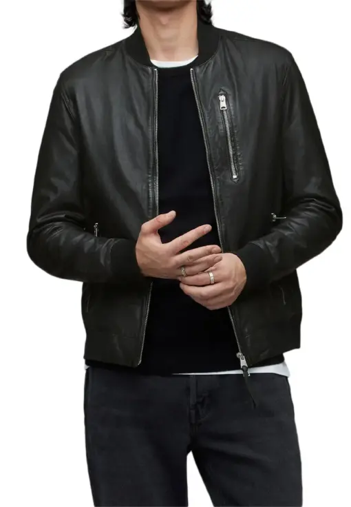 mens-boyton-black-faux-leather-bomber-jacket