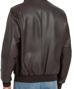 mens-buttoned-collar-chocolate-faux-leather-bomber-jacket
