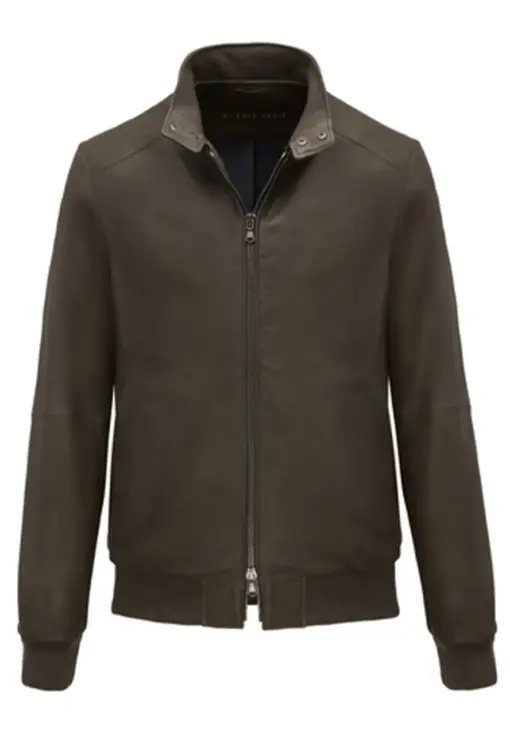 mens-buttoned-collar-green-faux-leather-bomber-jacket