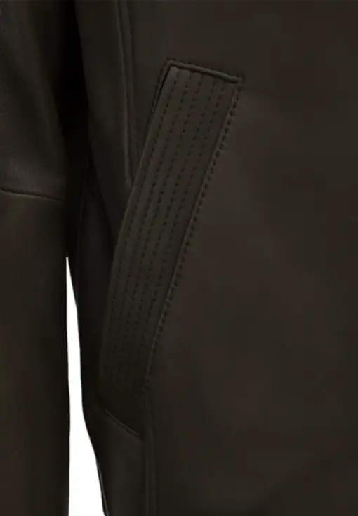 mens-buttoned-collar-green-faux-leather-bomber-jacket