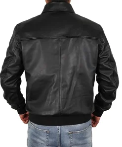 mens-casual-black-faux-leather-motorbike-bomber-jacket