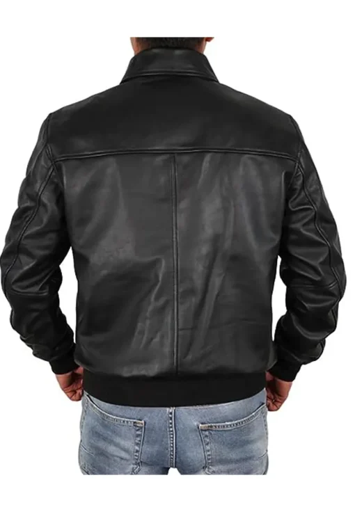 mens-casual-black-faux-leather-motorbike-bomber-jacket