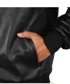 mens-casual-black-faux-leather-motorbike-bomber-jacket