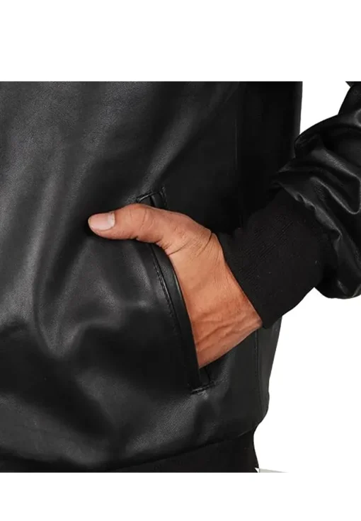 mens-casual-black-faux-leather-motorbike-bomber-jacket