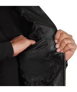 mens-casual-black-faux-leather-motorbike-bomber-jacket