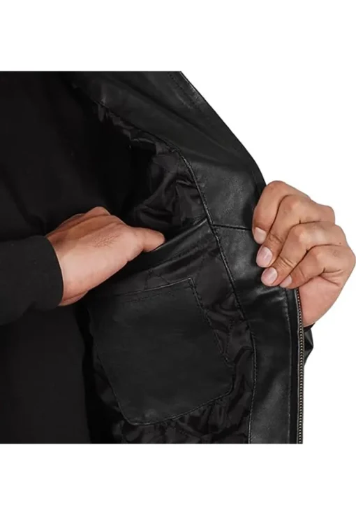mens-casual-black-faux-leather-motorbike-bomber-jacket