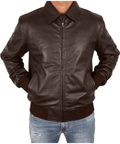 mens-casual-brown-faux-leather-motorbike-bomber-jacket