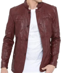 mens-casual-wear-burgundy-faux-leather-jacket