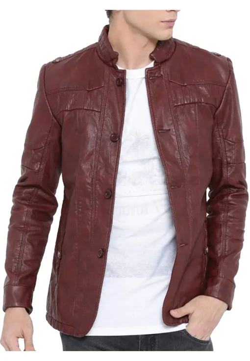 mens-casual-wear-burgundy-faux-leather-jacket