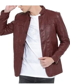 mens-casual-wear-burgundy-faux-leather-jacket