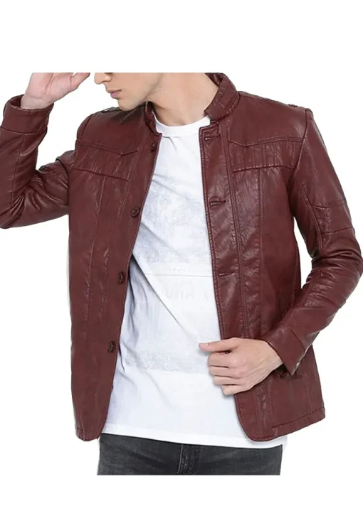 mens-casual-wear-burgundy-faux-leather-jacket