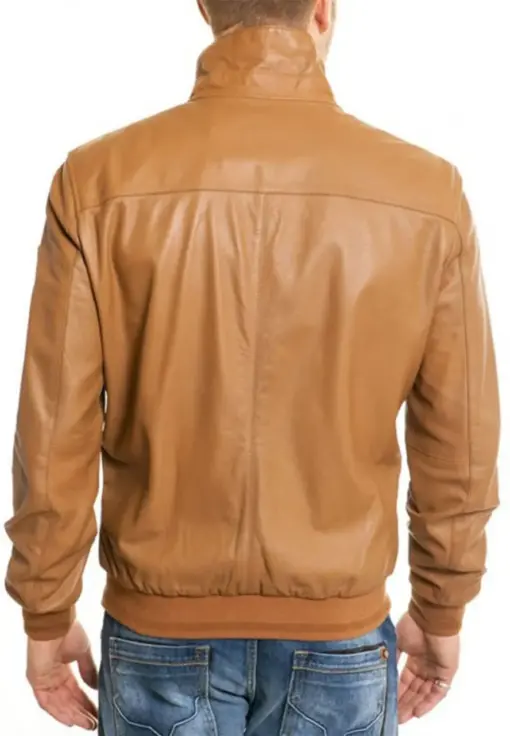 mens-casual-wear-camel-faux-leather-bomber-jacket