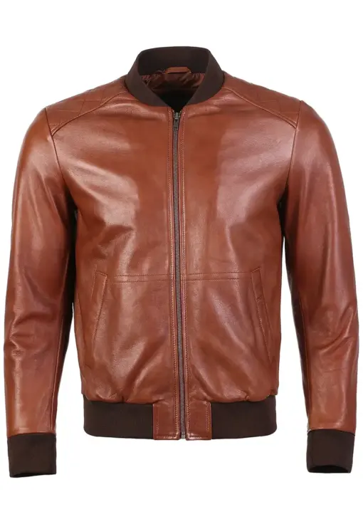 mens-chocolate-brown-bomber-faux-leather-jacket