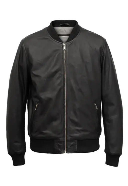 mens-damon-black-faux-leather-bomber-jacket