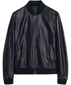mens-elegant-blue-faux-leather-bomber-jacket
