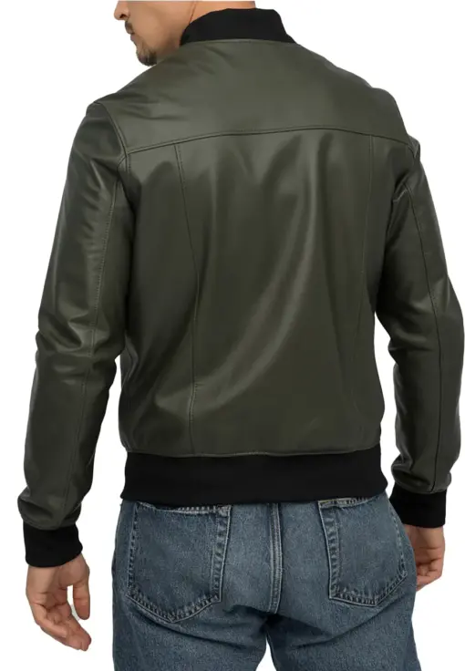 mens-elegant-green-bomber-faux-leather-jacket