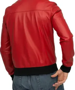 mens-elegant-red-bomber-faux-leather-jacket